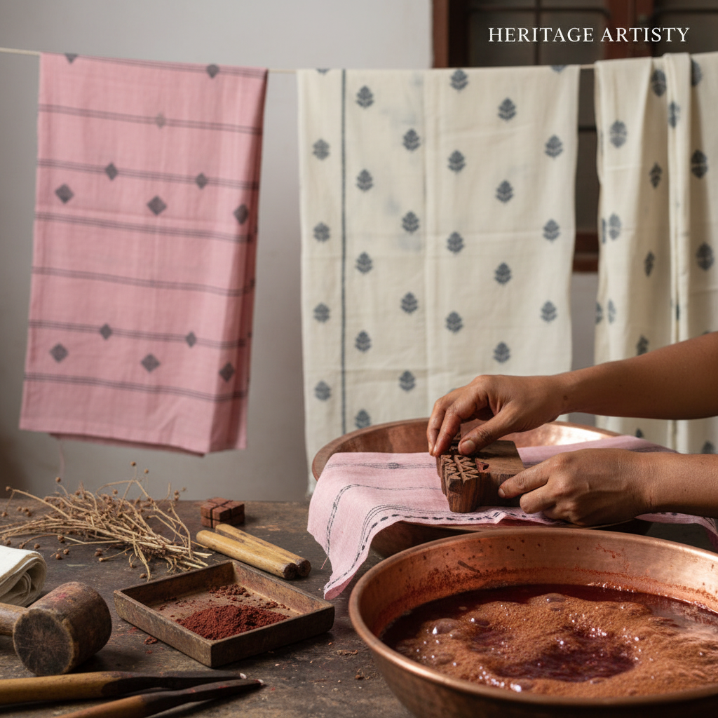 Handwoven jamdani fabric representing ethical sourcing and artisan craftsmanship