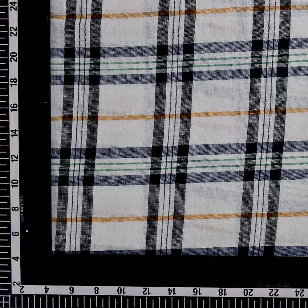 CHECK WHITE PURE COTTON 96 GSM HANDWOVEN FABRIC