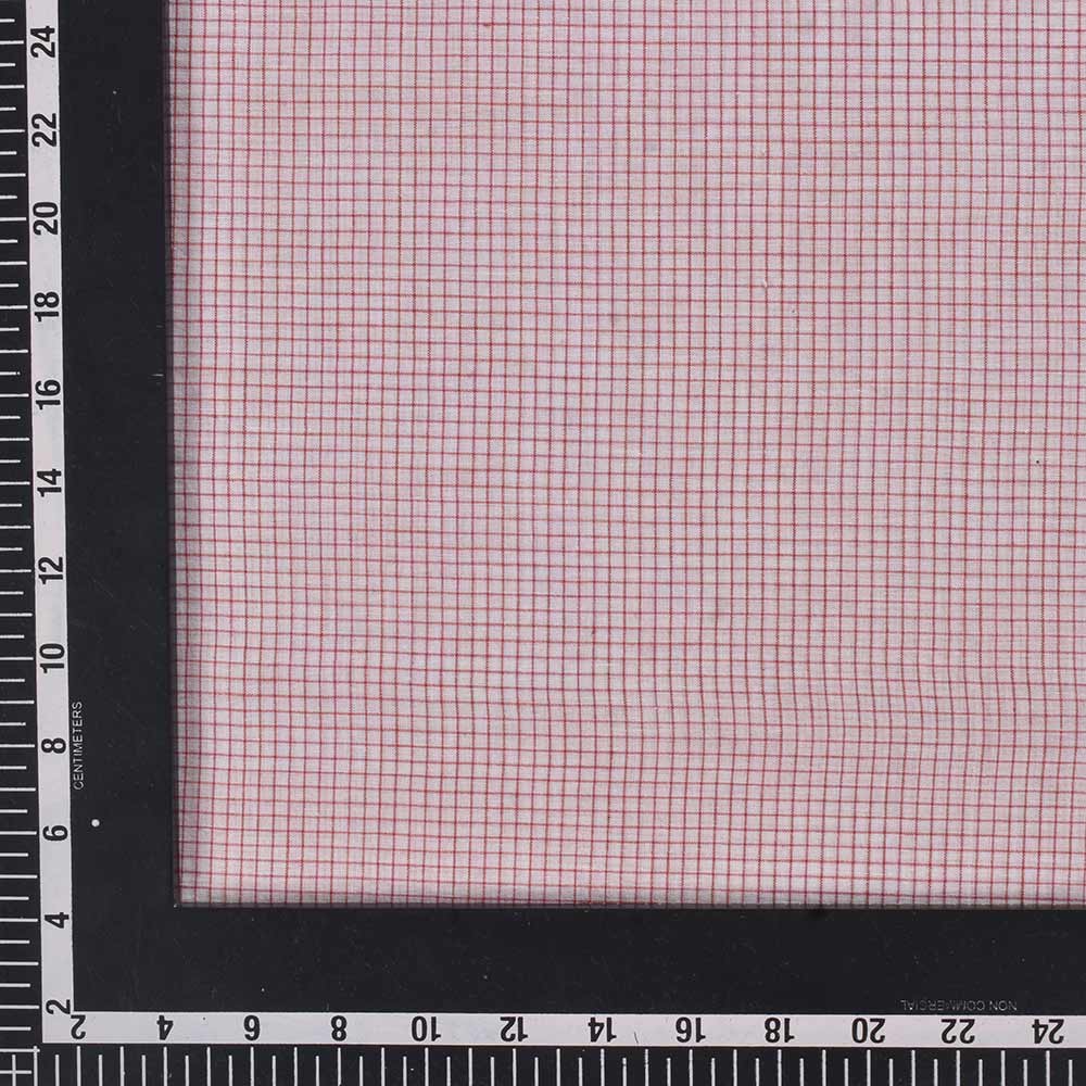 CHECK RED & WHITE PURE COTTON 58 GSM HANDWOVEN FABRIC