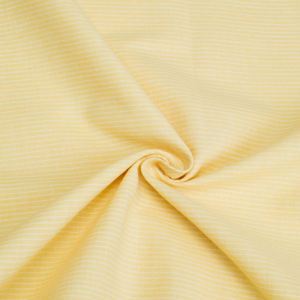 Stripe Pale Yellow Pure Cotton 70 GSM Handwoven Fabric