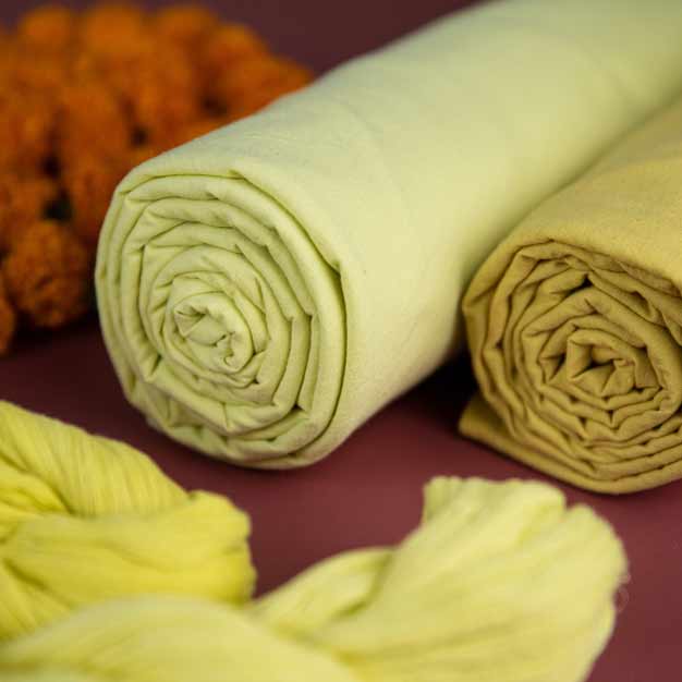 PLAIN LIGHT YELLOW NATURAL MARIGOLD, PALASH, MALLOTUS DYED 115 GSM COTTON FABRIC