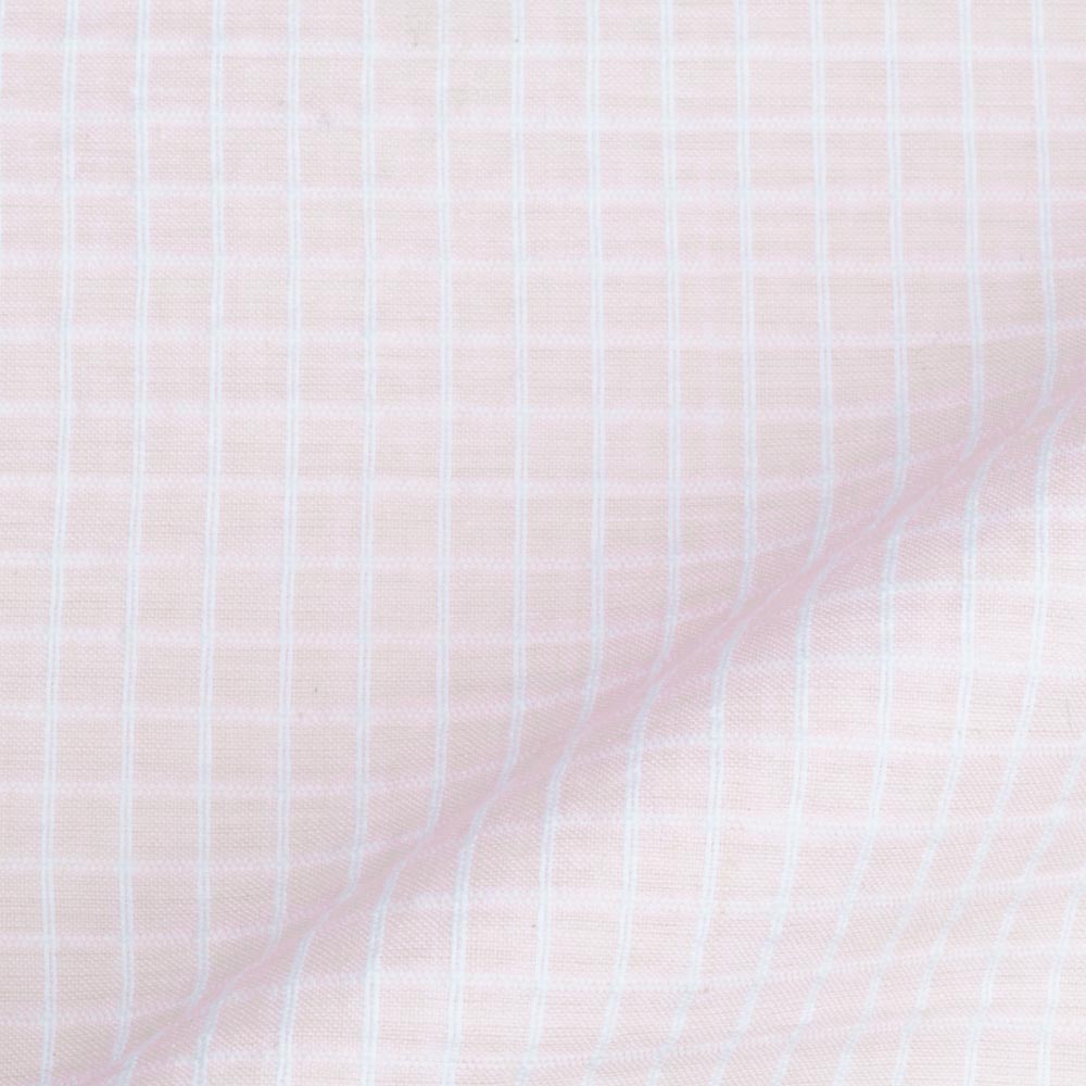 CHECK LIGHT PINK PURE COTTON 92 GSM HANDWOVEN FABRIC