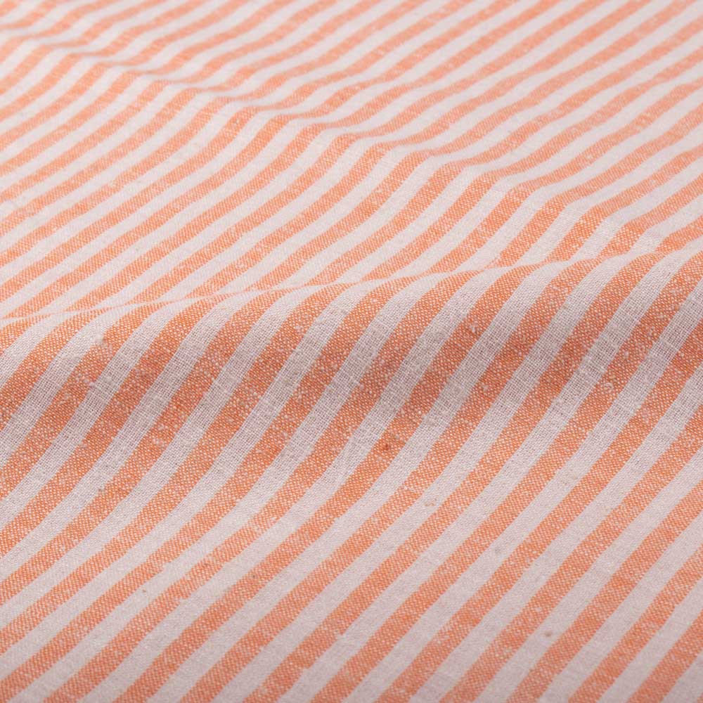 Stripe Light Orange Matka Silk & Cotton Blend 105 GSM Handwoven Fabric