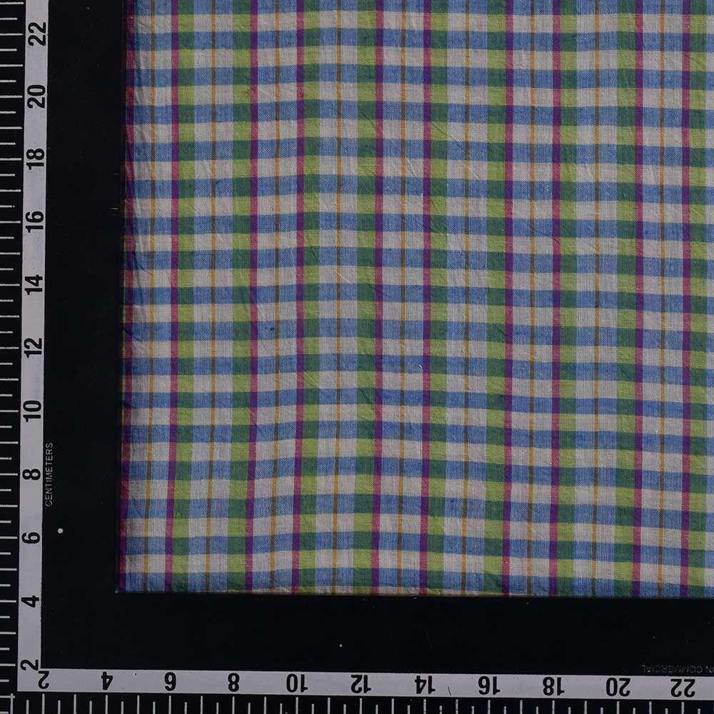CHECK MULTI COLOR PURE COTTON 60 GSM HANDWOVEN FABRIC 352