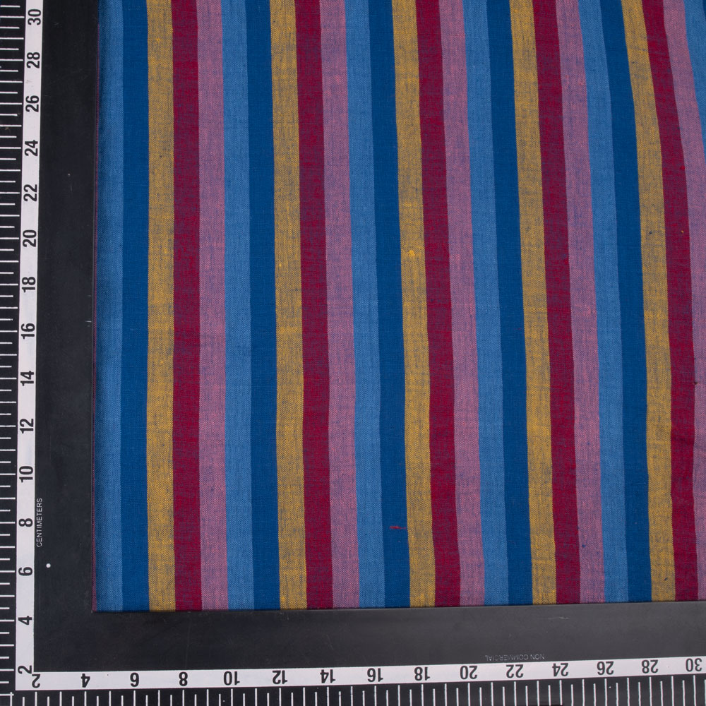 STRIPE MULRICOLOUR PURE COTTON 85 GSM HANDWOVEN FABRIC