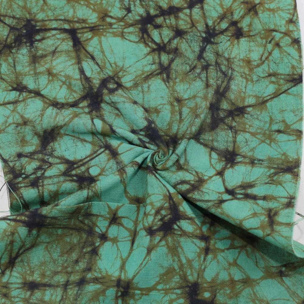 Abstract Green Batik Cotton 110 GSM Fabric - Hand Printed
