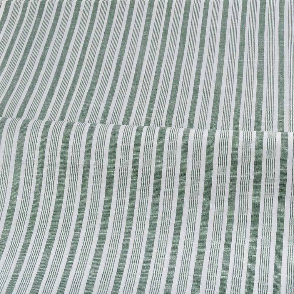 Stripe Green & White Khadi Cotton 95 GSM Handwoven Fabric