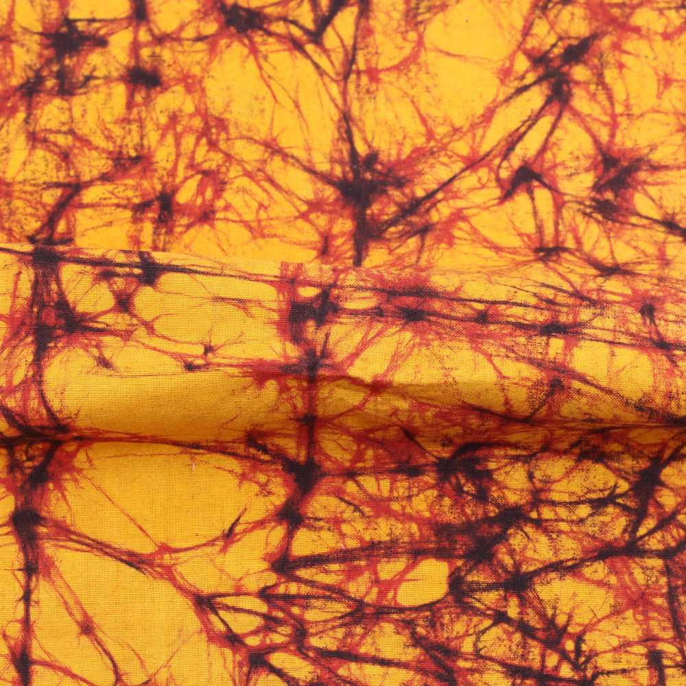 Abstract Yellow Batik Cotton 110 GSM Fabric - Hand Printed