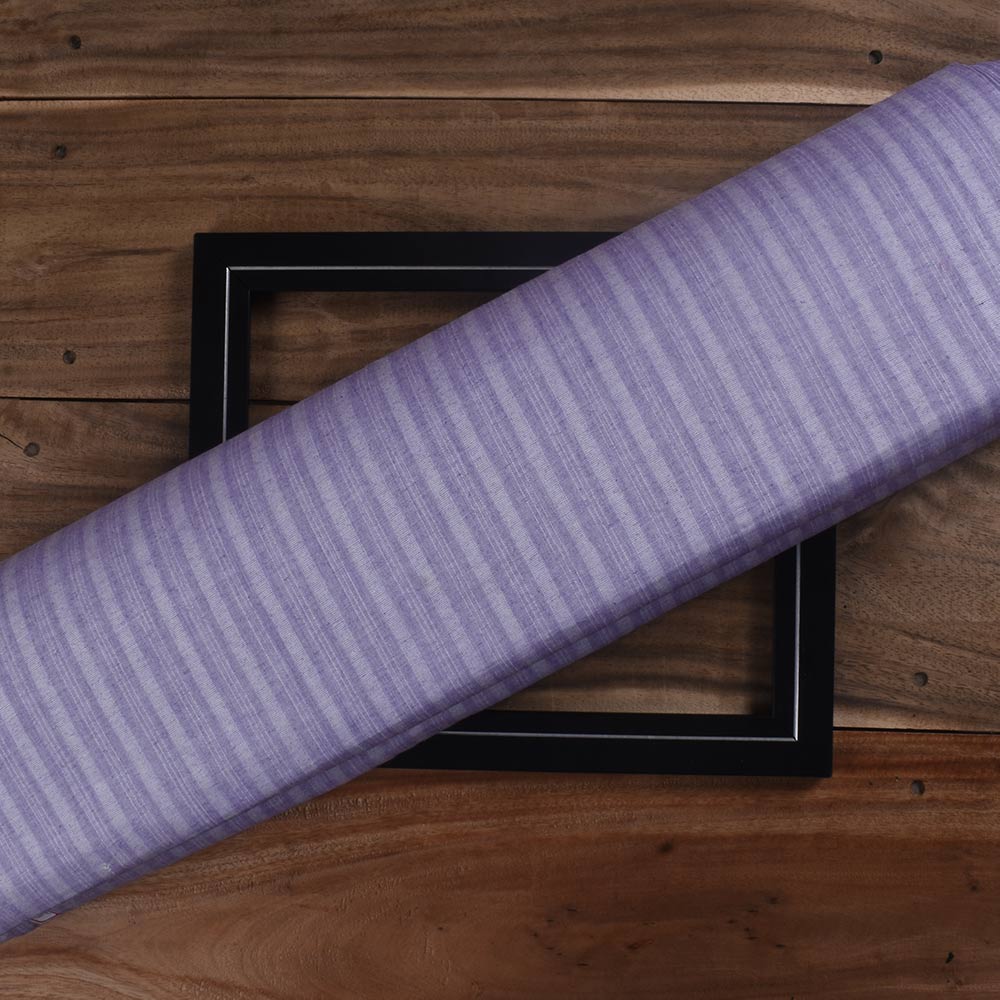 Stripe Light Purple Pure Cotton 85 GSM Handwoven Fabric