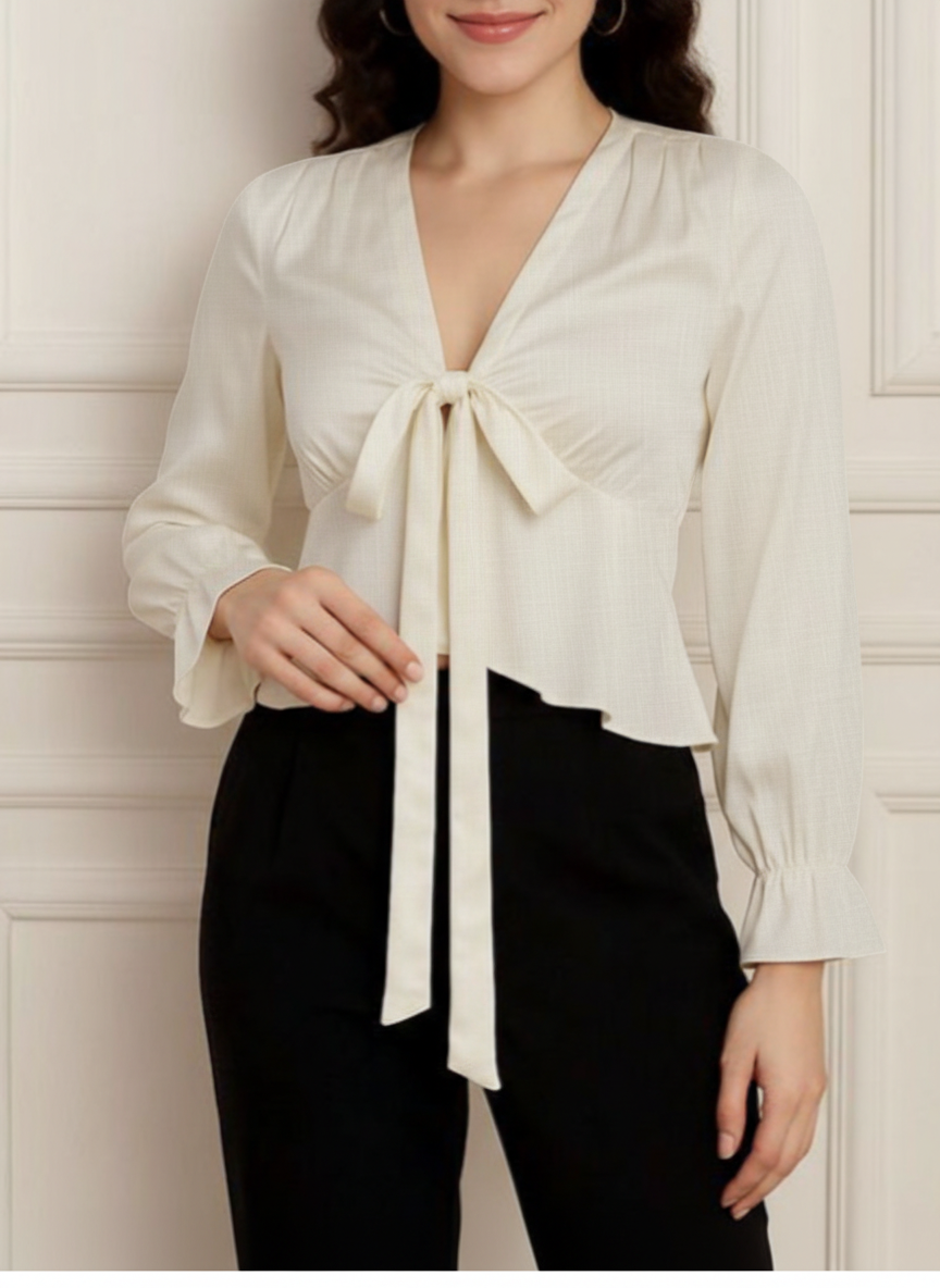 Peplum Long Ties Bubbles Top