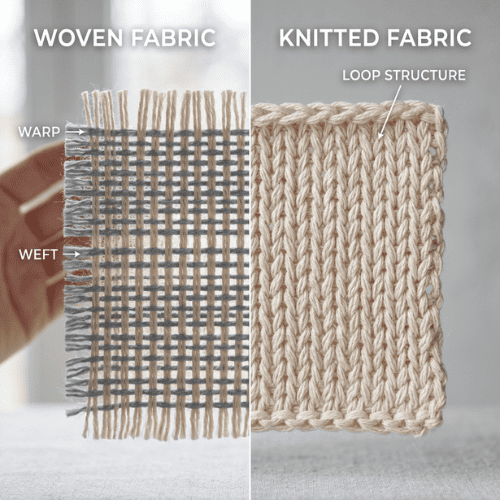 Woven and knitted fabrics showing yarn density 