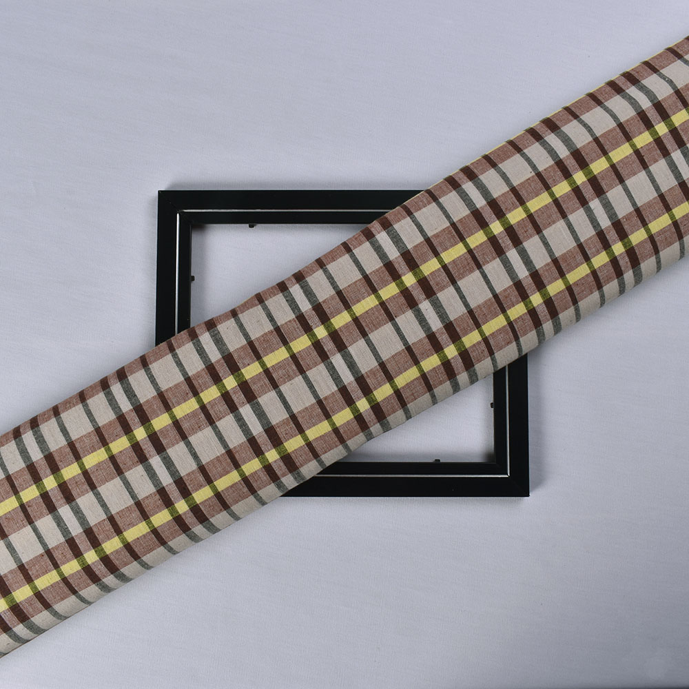 Check Multicolor Khadi Cotton 110 GSM Handwoven Fabric 579