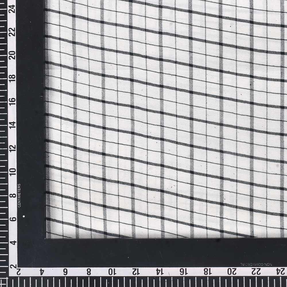 CHECK BLACK & WHITE PURE COTTON 83 GSM HANDWOVEN FABRIC