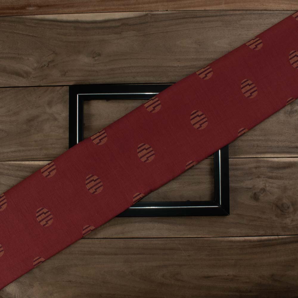 Abstract Maroon Jamdani Pure Cotton 115 GSM Handwoven Fabric