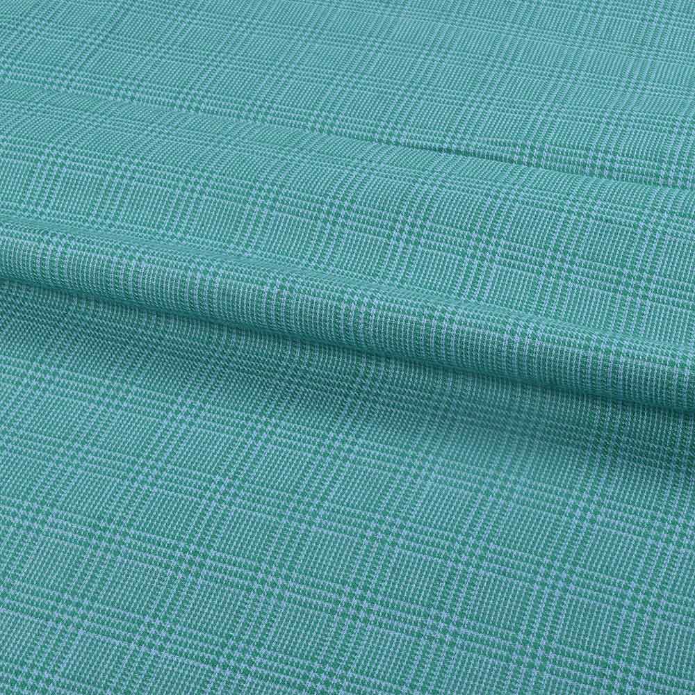 CHECK HOUNDSTOOTH TEAL PURE COTTON 104 GSM HANDWOVEN FABRIC