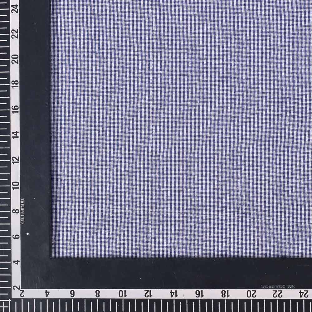 CHECK BLUE PURE COTTON 84 GSM HANDWOVEN FABRIC