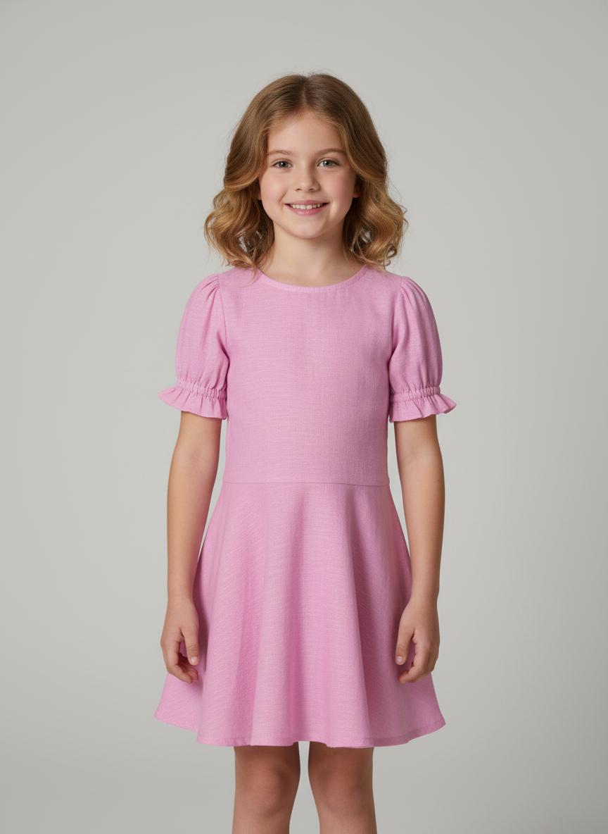 Whimsical Puff Sleeve Flare Dress