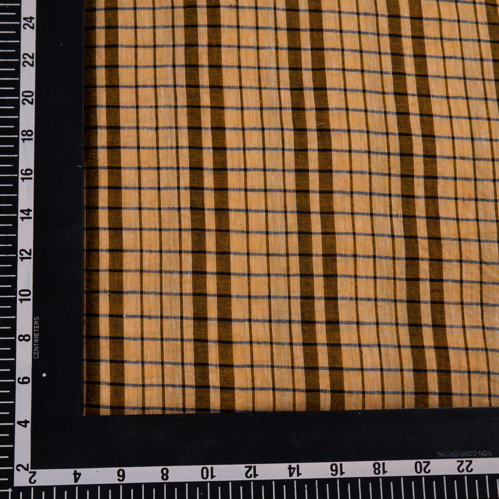CHECK YELLOW PURE COTTON 40 GSM HANDWOVEN FABRIC