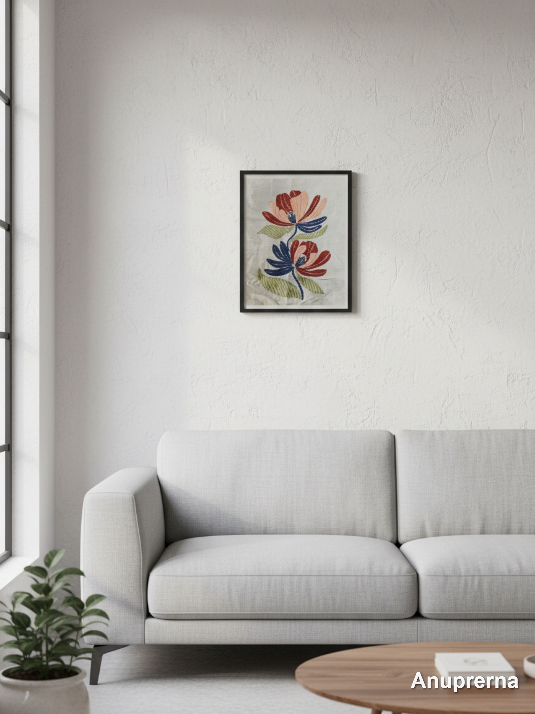 Midnight Blooms Kantha Wall Art Decor