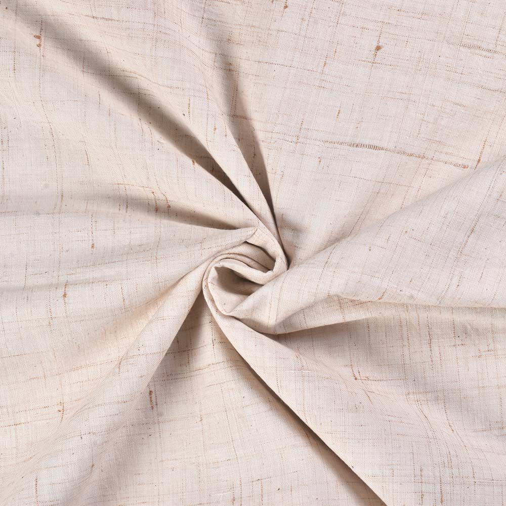 Futki Cream & Brown Khadi Cotton 134 GSM Handwoven Fabric