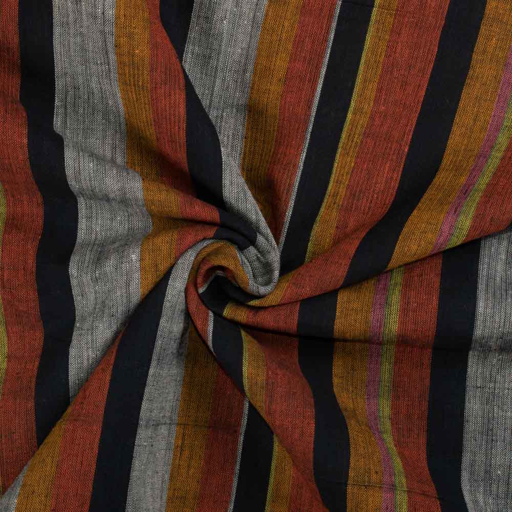 Stripe Multicolor Pure Cotton 95 GSM Handwoven Breathable Fabric