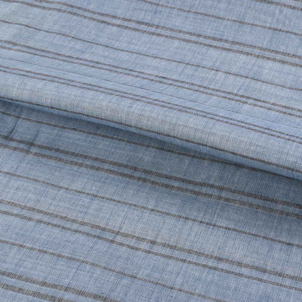 STRIPE BLUE BLACK PURE COTTON 63 GSM HANDWOVEN FABRIC