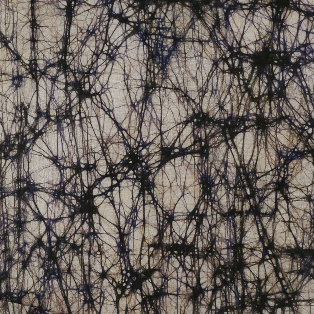 Abstract Off-White Batik Khadi Cotton 62 GSM Fabric - Hand Printed