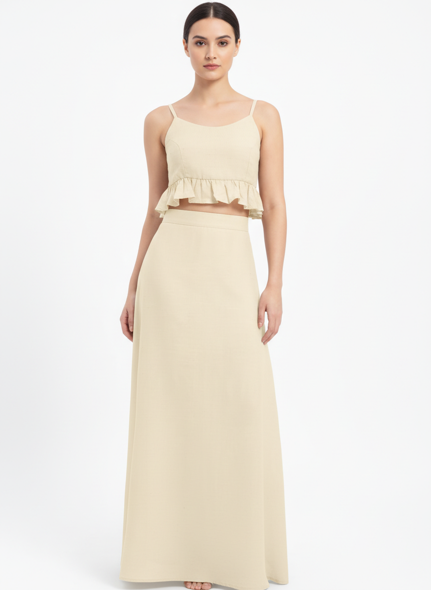 Ruffled Crop Top & Long Skirt Co-ord Set
