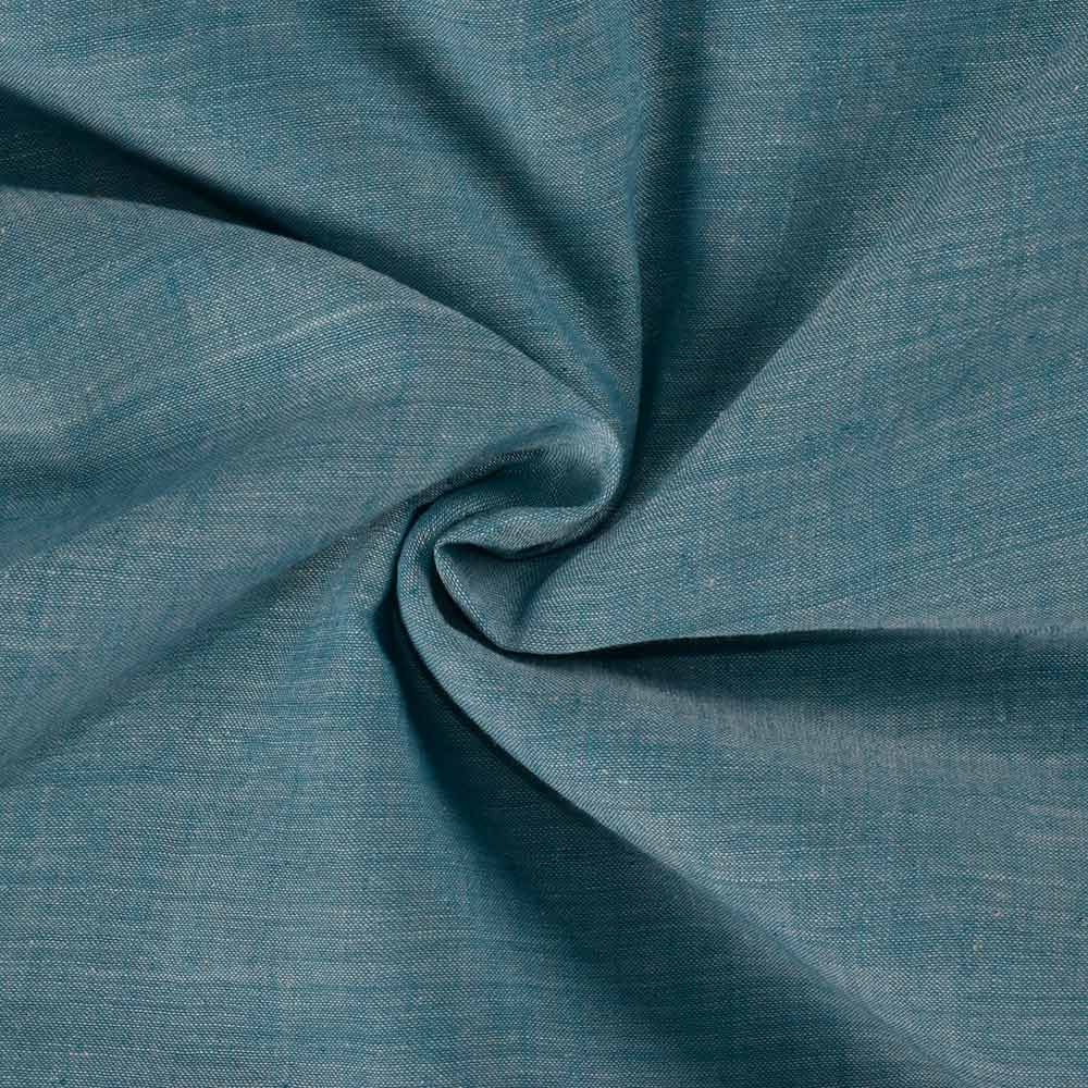 Chambray Blue Khadi Cotton 75 GSM Handwoven Fabric