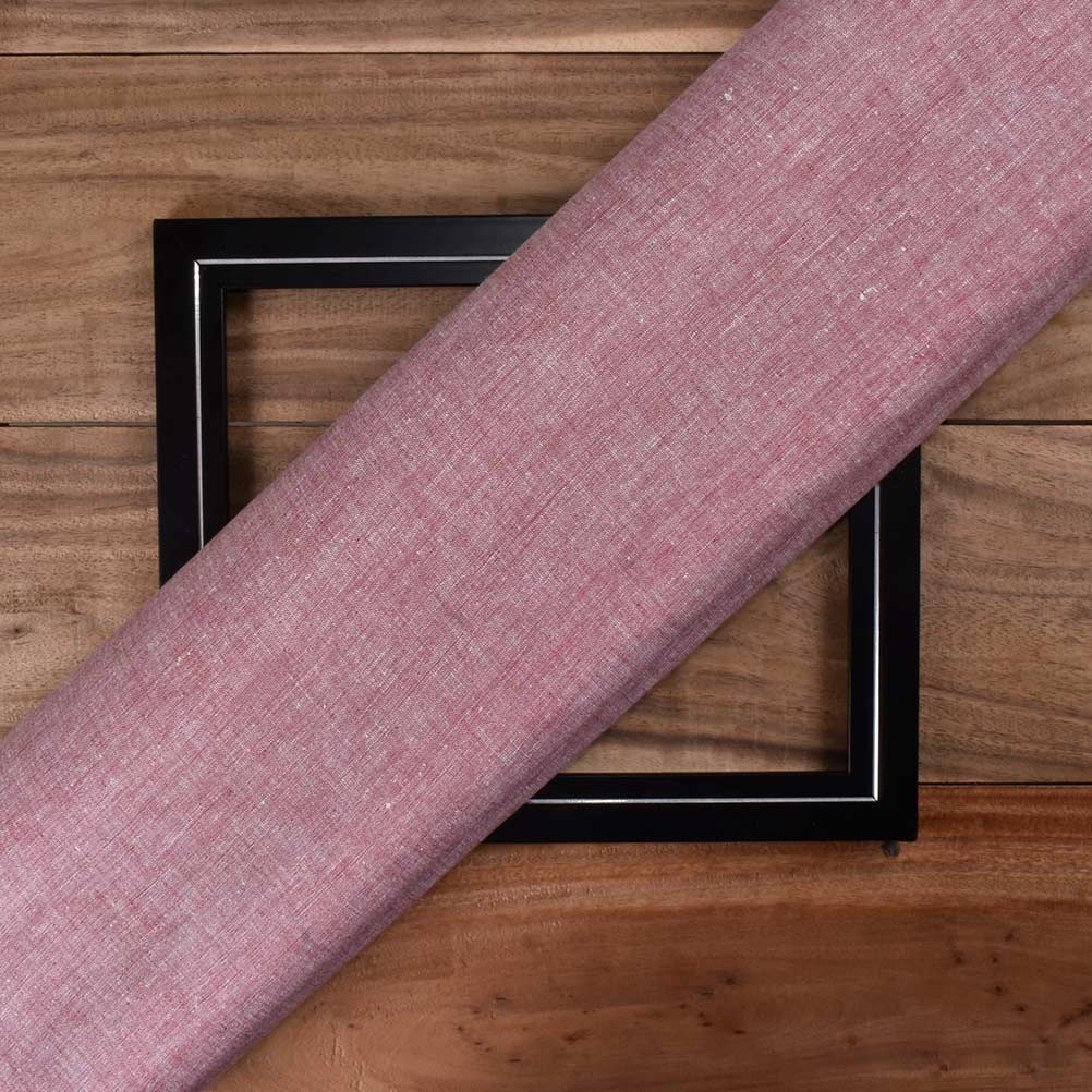 Chambray Pink Khadi Cotton 115 GSM Handwoven Fabric