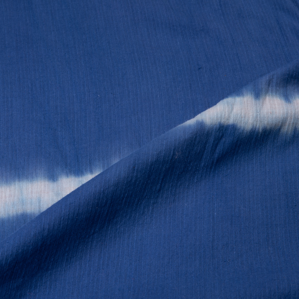 ABSTRACT BLUE TIE DYE RIB PURE COTTON 93 GSM HANDWOVEN FABRIC