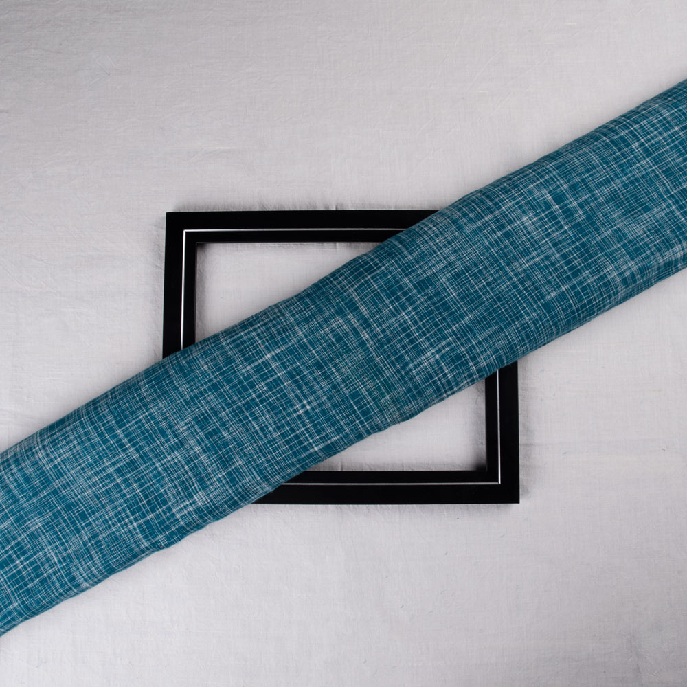 Teal Blue Yarn Tie Dye Bandhani Pure Cotton  96 GSM Handwoven Fabric