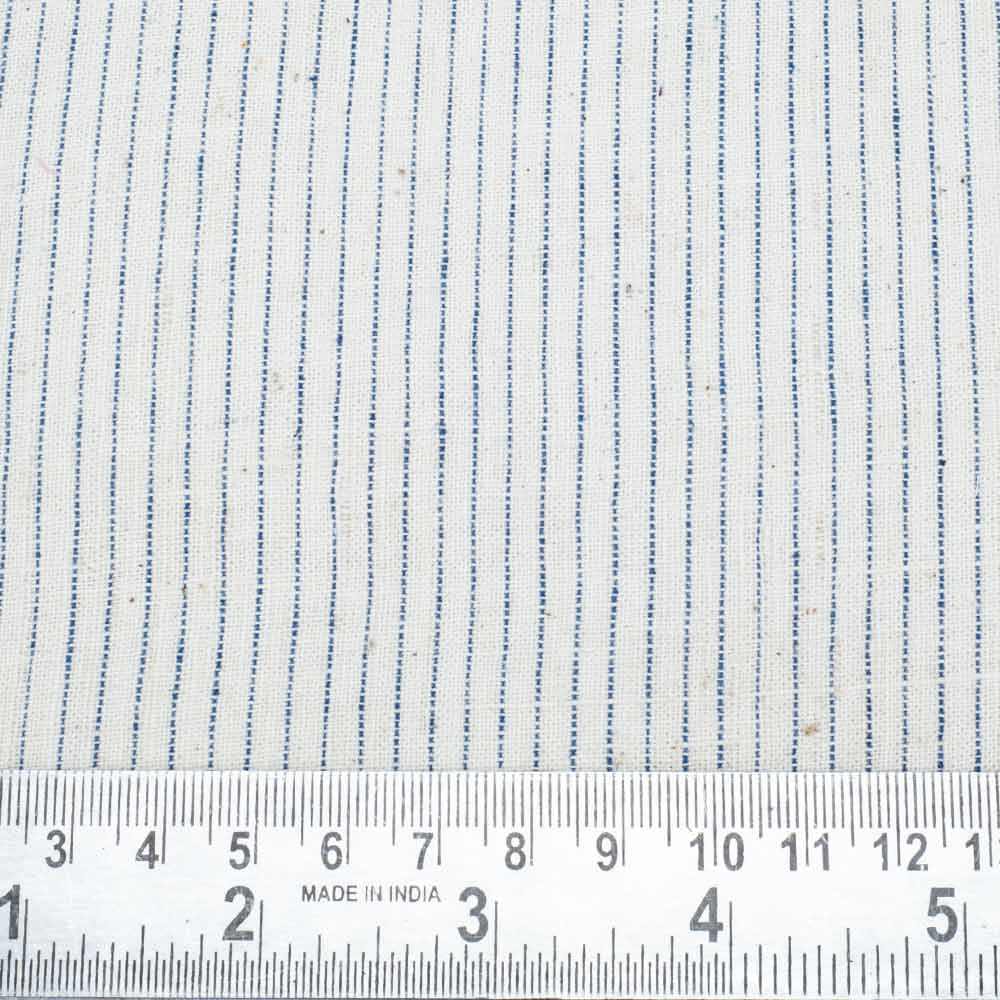 STRIPE BLUE & CREAM FABRIC - 130 GSM HANDSPUN & HANDWOVEN