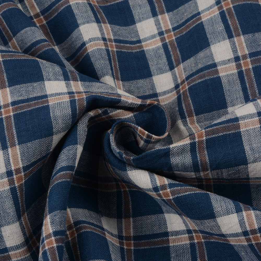 Check Blue White Pure Cotton 92 GSM Handwoven Fabric 114