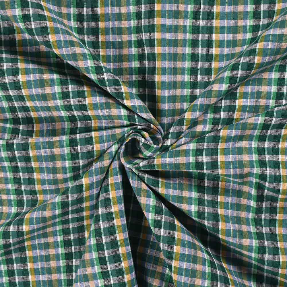 Check Multicolored Khadi Cotton 114 GSM Handwoven Fabric
