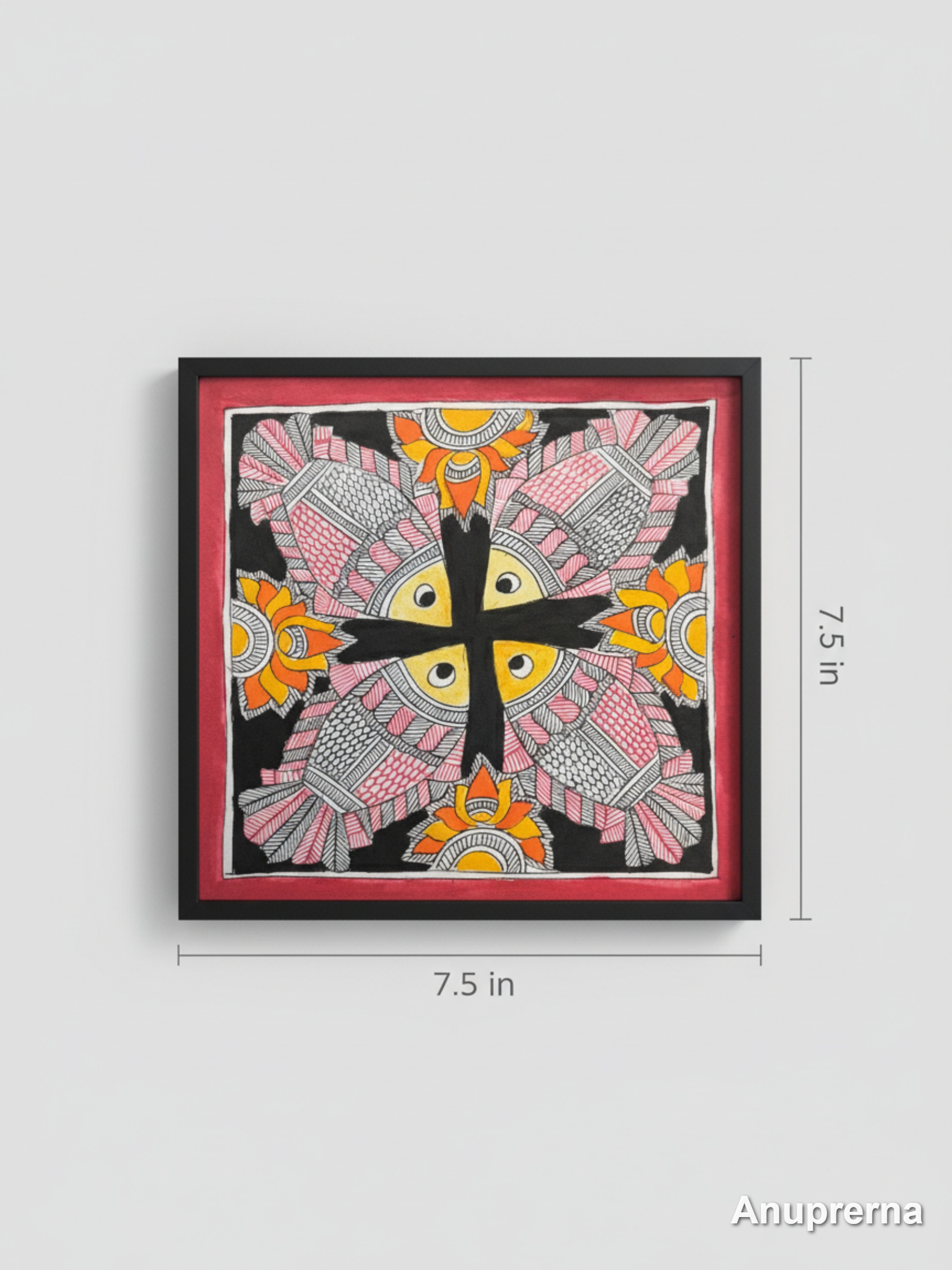 Fishes Align Madhubani Wall Art Decor