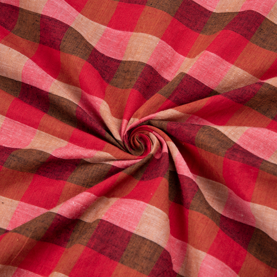 Check Multicolor Pure Cotton 76 GSM Handwoven Fabric