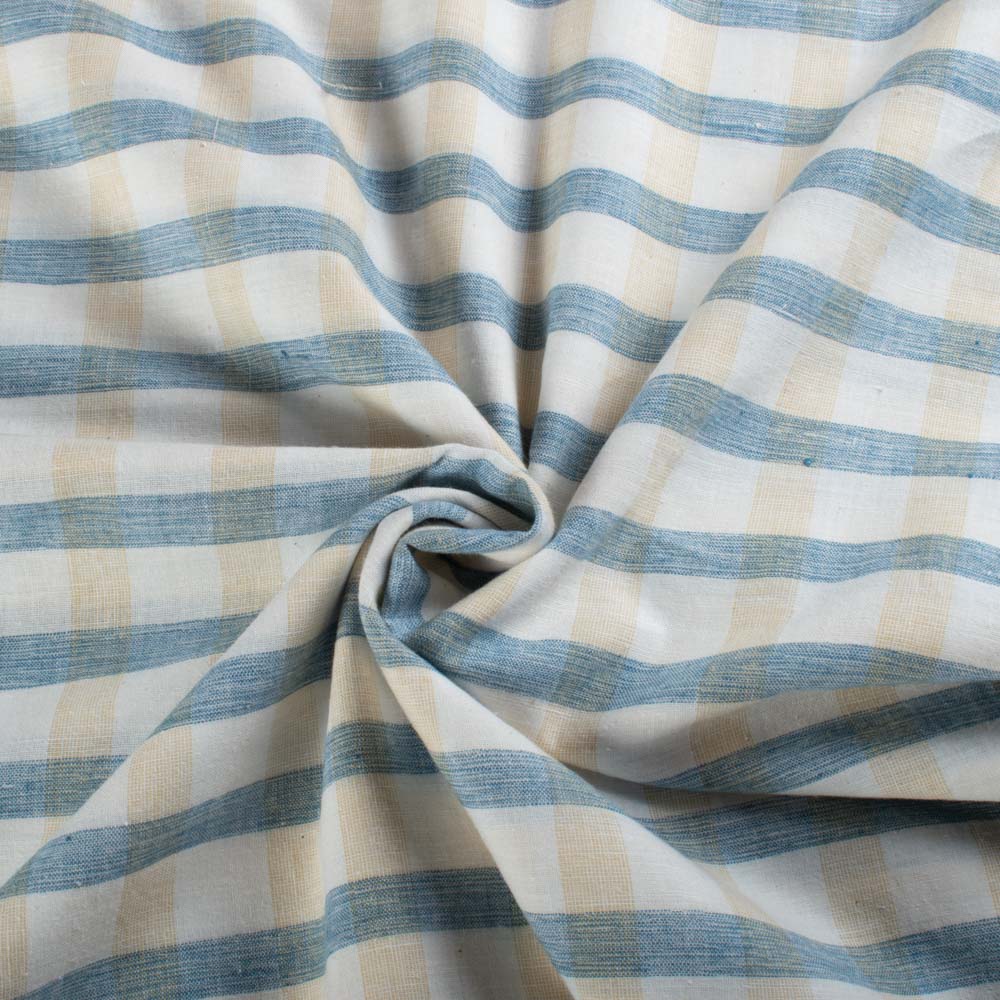 Check White Blue Red Pure Cotton 100 GSM Handwoven Fabric