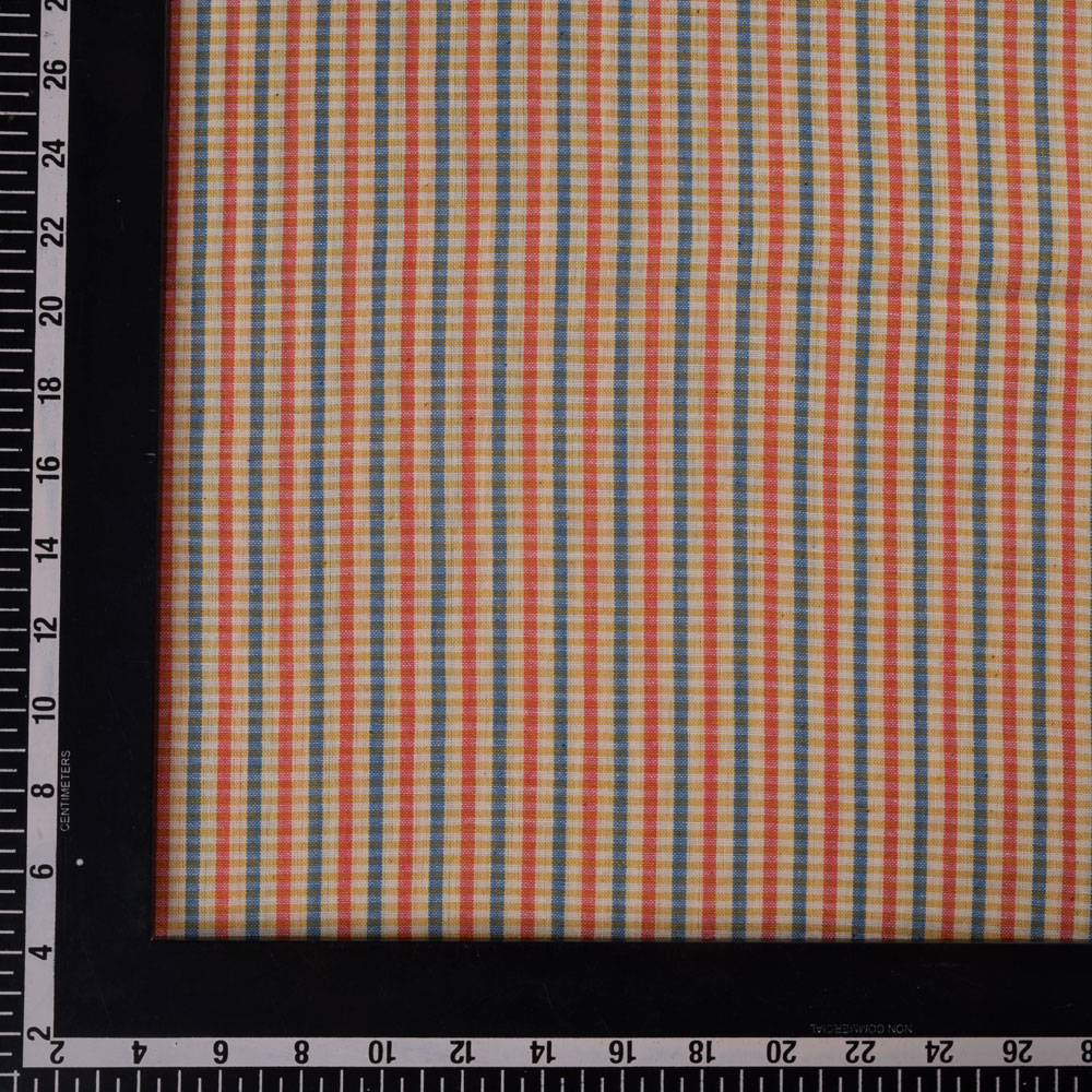 CHECK MULTICOLOUR PURE COTTON 94 GSM HANDWOVEN FABRIC