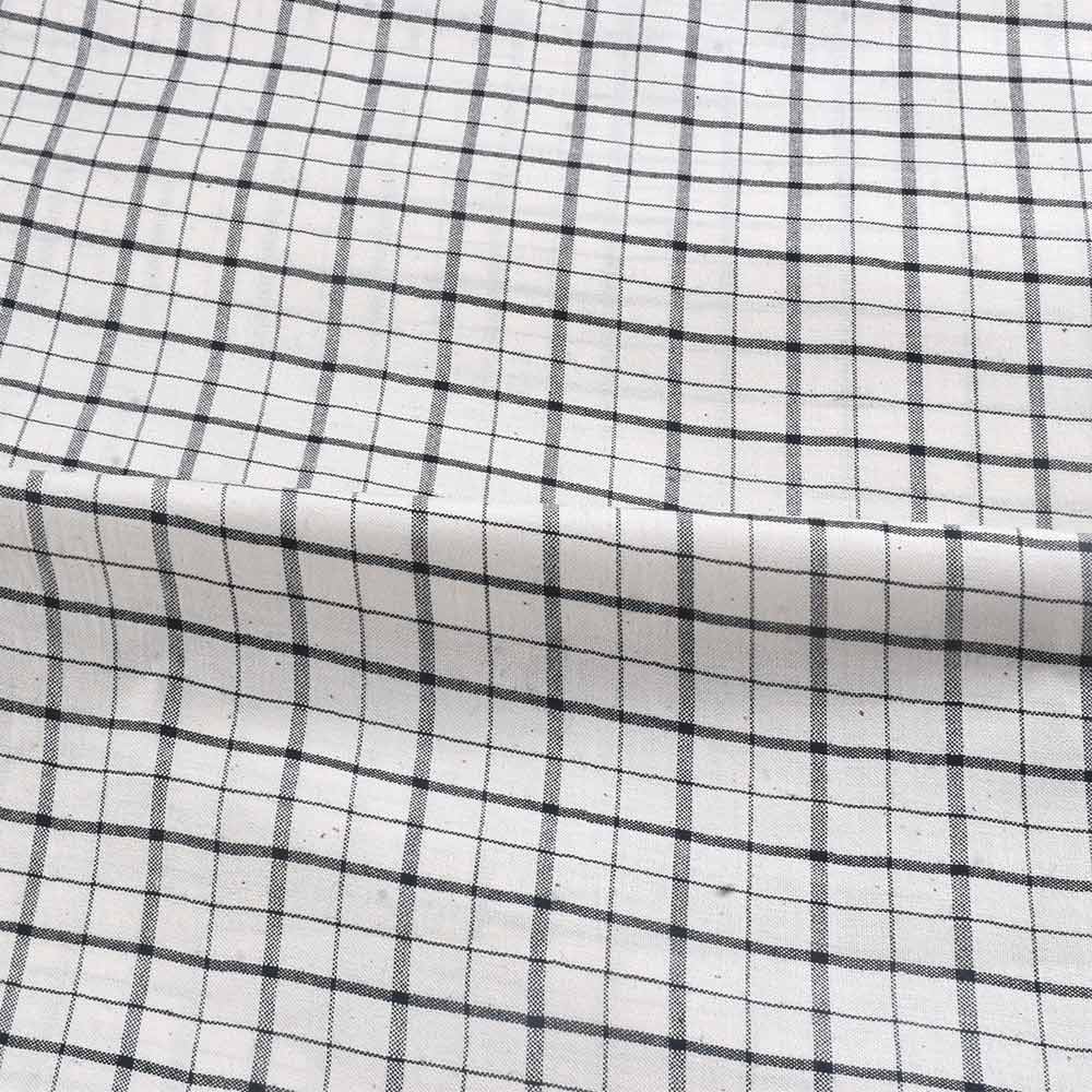 CHECK BLACK & WHITE PURE COTTON 83 GSM HANDWOVEN FABRIC