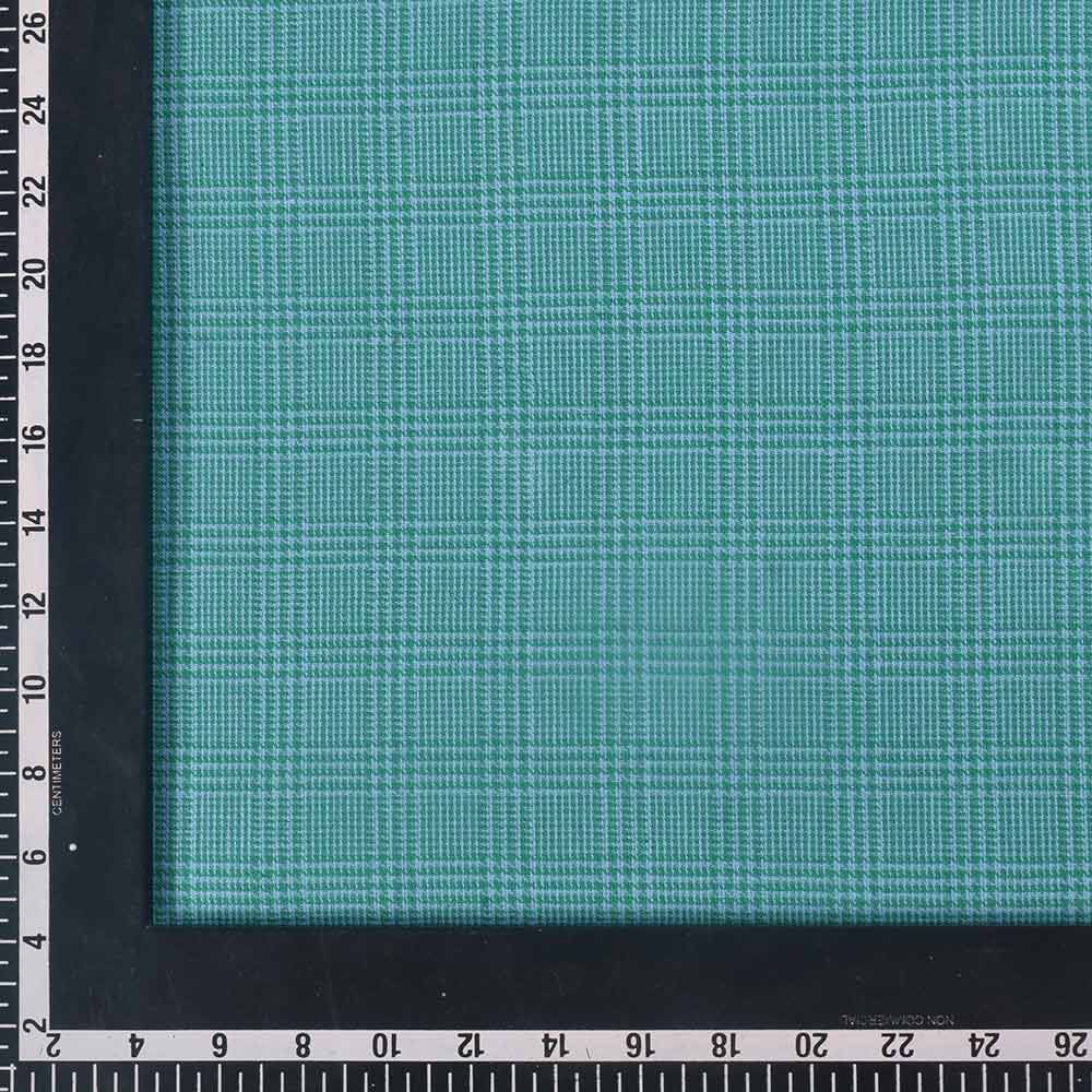 CHECK HOUNDSTOOTH TEAL PURE COTTON 104 GSM HANDWOVEN FABRIC