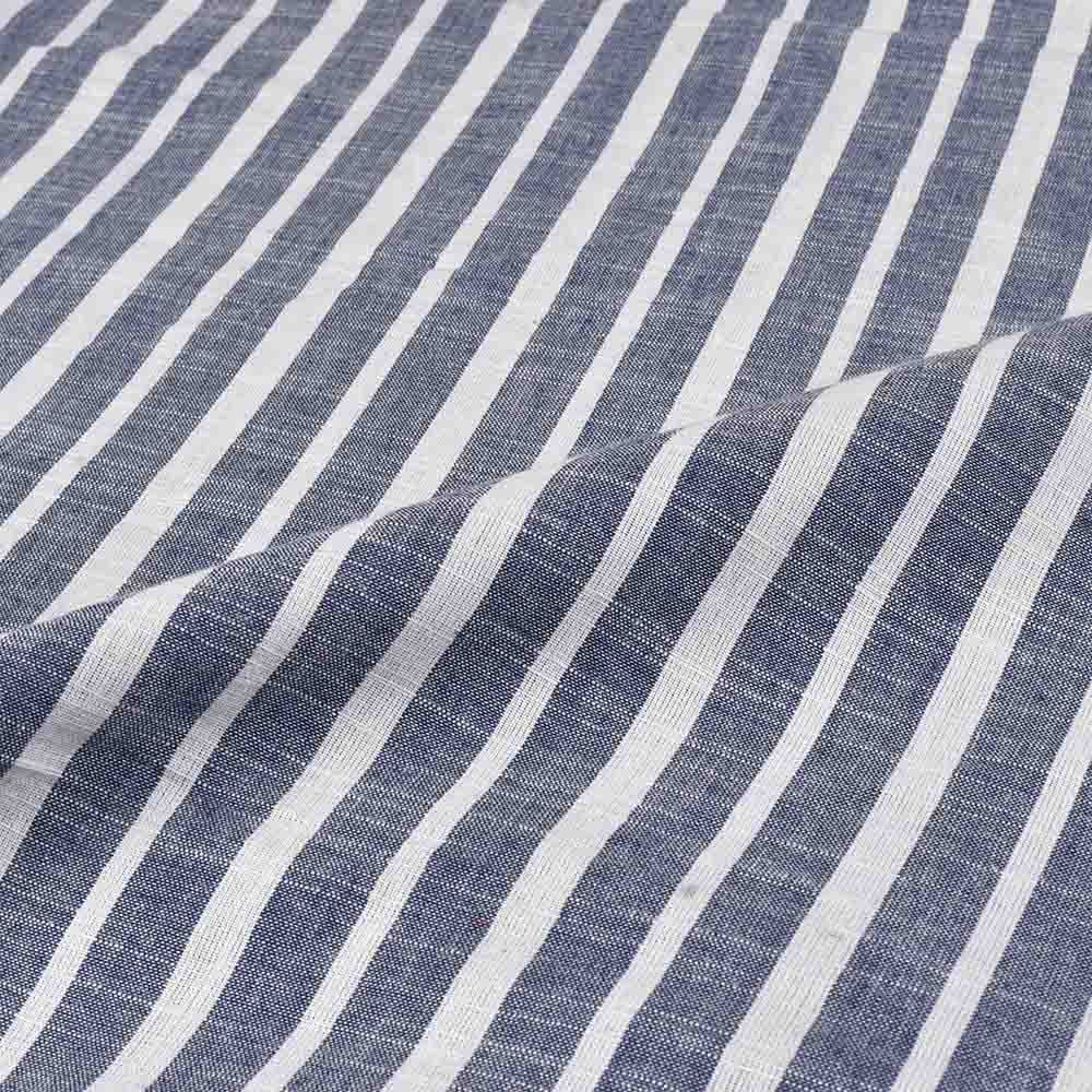 STRIPE BLUE WHITE PURE COTTON 100 GSM HANDWOVEN FABRIC 291