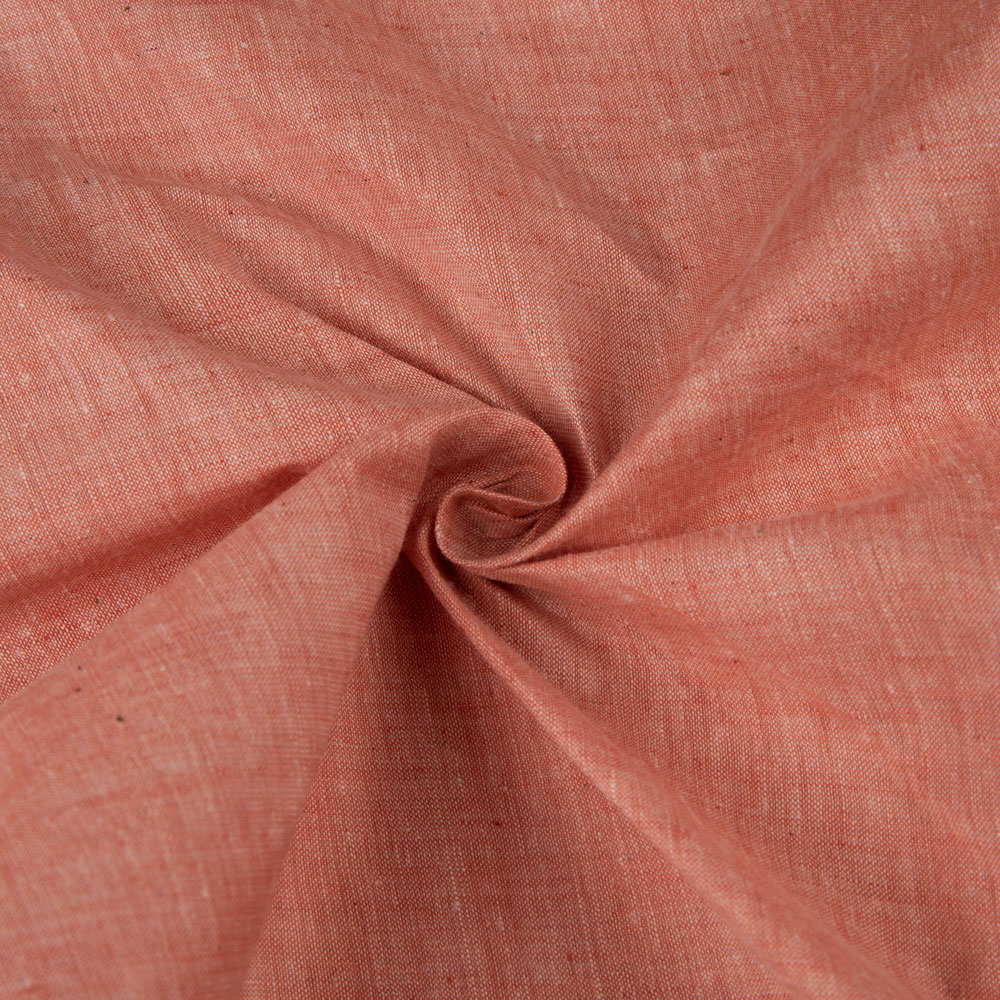 Chambray Orange Khadi Cotton 75 GSM Handwoven Fabric H51