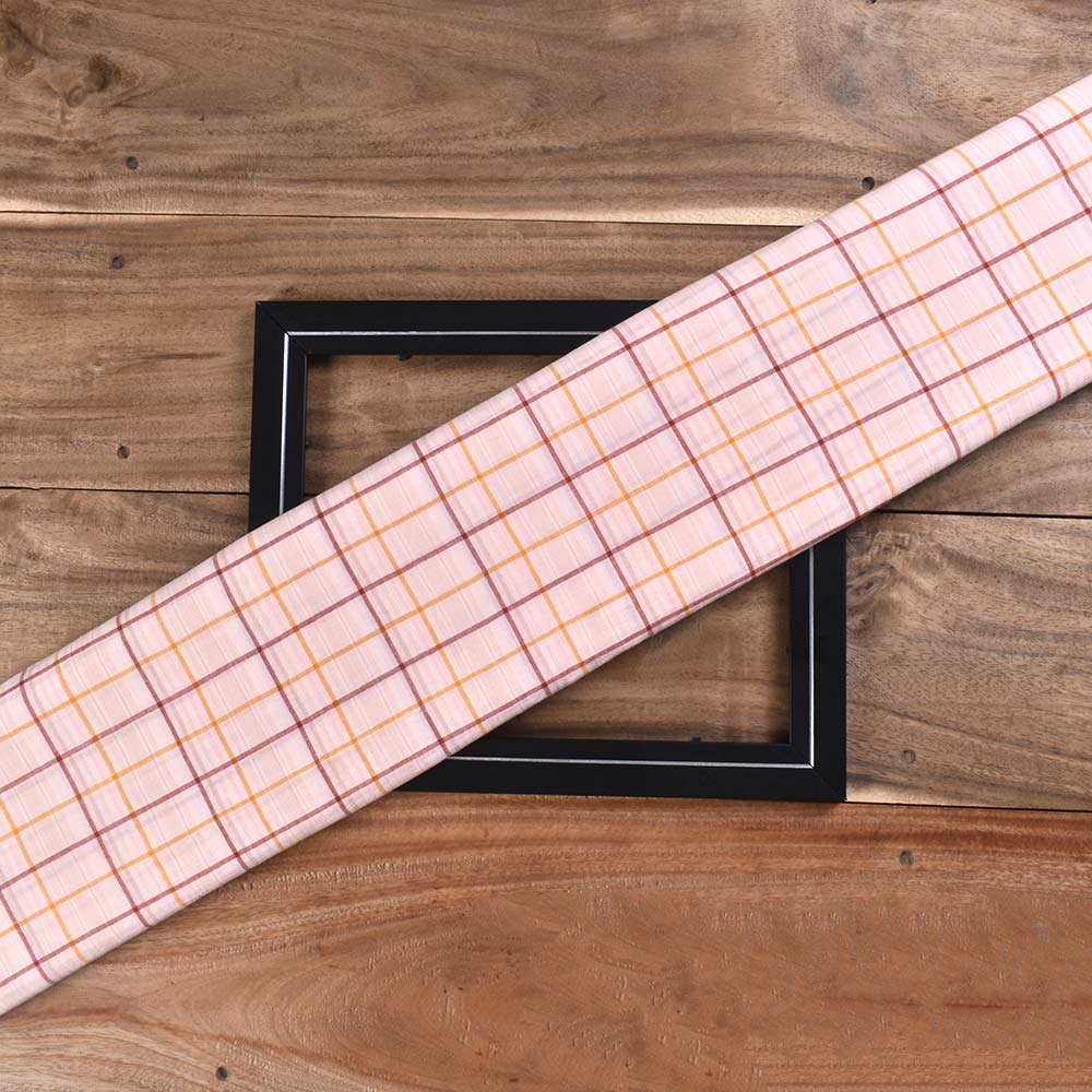 Check Light Pink Pure Cotton 60 GSM Handwoven Fabric