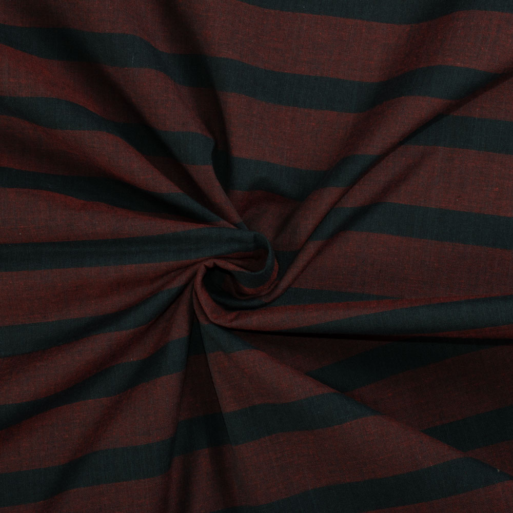 Stripe Black and red Pure Cotton 100 GSM Handwoven Fabric