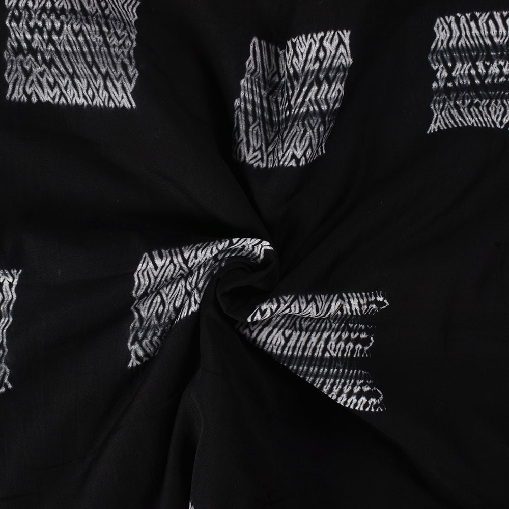 Abstract Black Shibori 90 GSM Mercerised Cotton Fabric