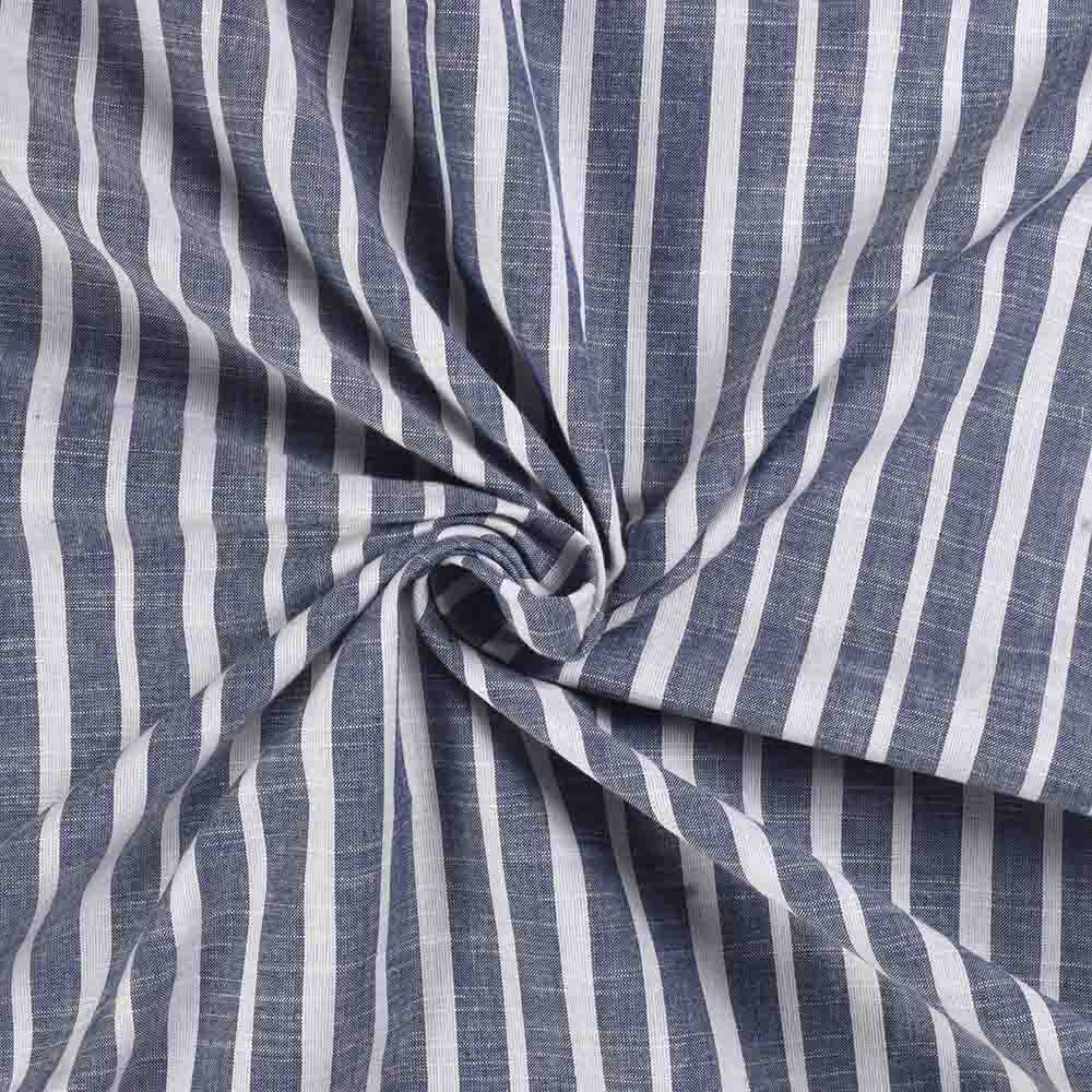 Stripe Blue White Pure Cotton 100 GSM Handwoven Fabric 291
