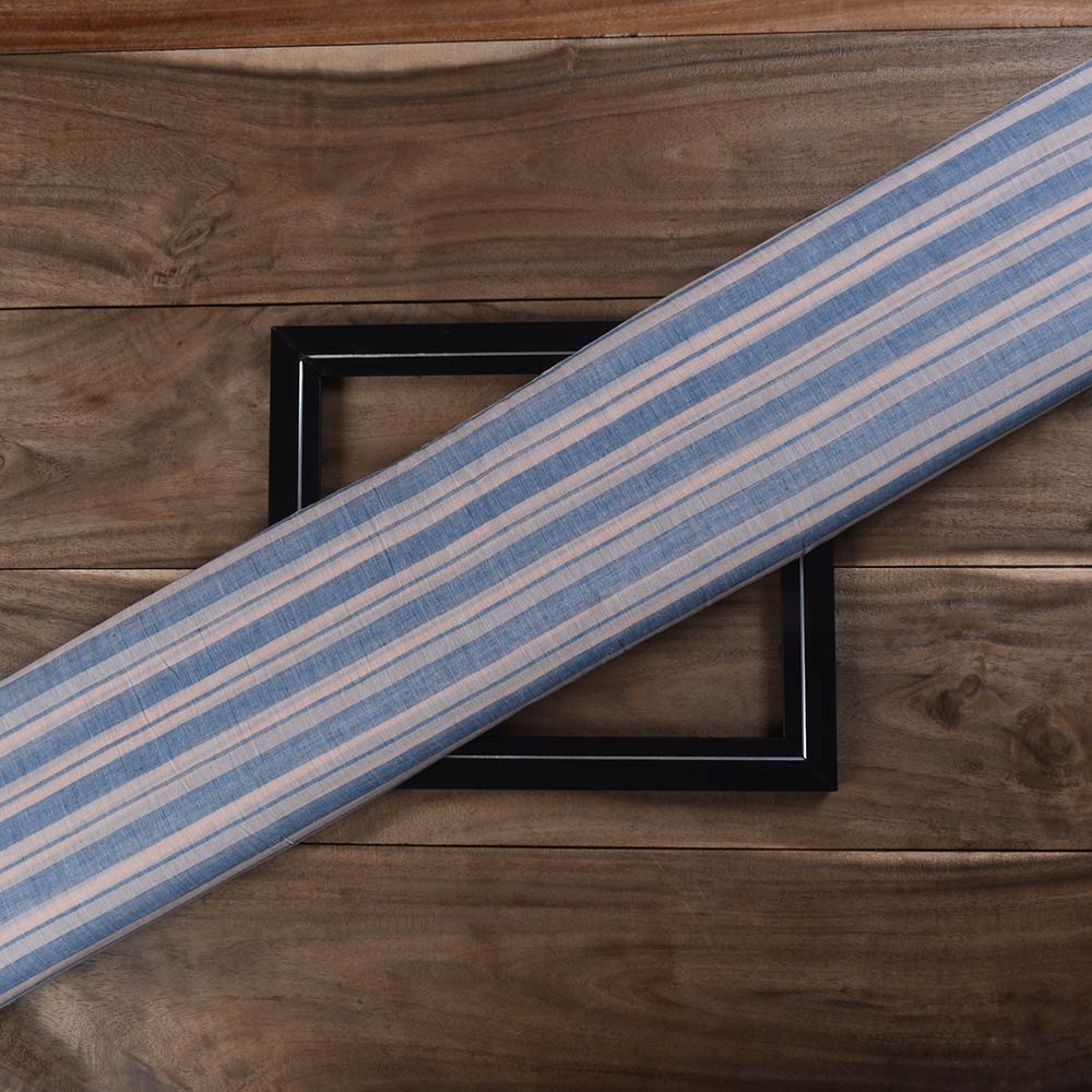 Stripe Blue & Cream Pure Cotton 62 GSM Handwoven Fabric