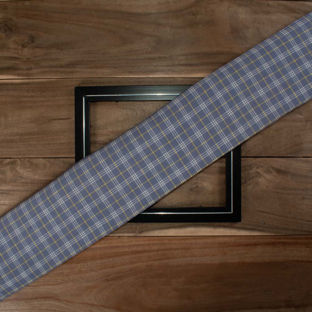 CHECK BLUE PURE COTTON 95 GSM HANDWOVEN FABRIC