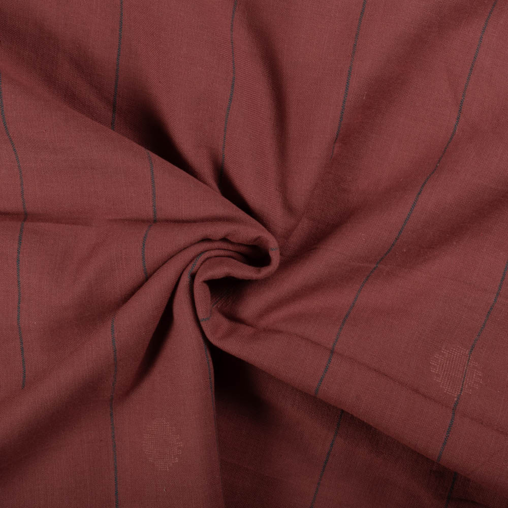 Geometric Stripe Brown Jamdani Pure Cotton 97 GSM Fabric